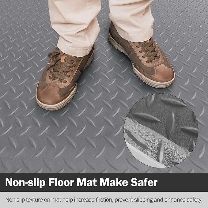 Nisorpa Garage Floor Rubber Mat, 4Ft x 8.2Ft Rubber Flooring Rolls, 1/8 Inch