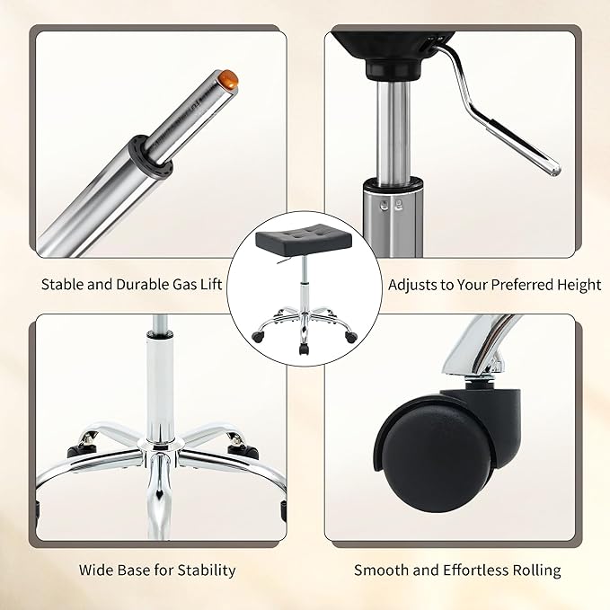 Ergonomic Rolling Shop Stool Salon Stool