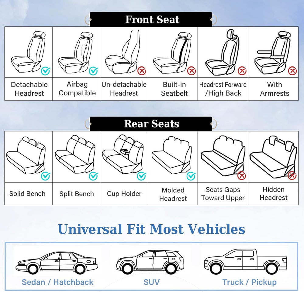 Coverado Car Seat Covers Front Seats, Beige Seat Covers, Breathable Perforate...