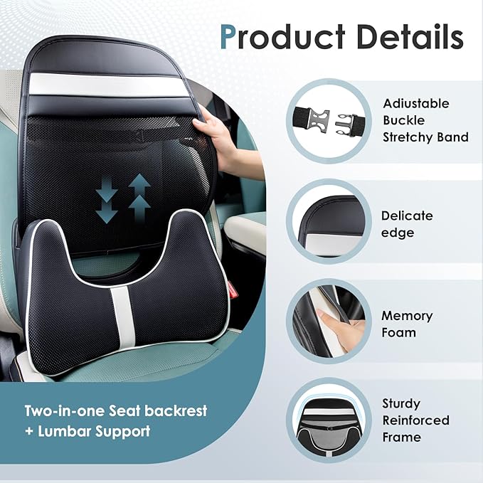 FLORICH Double Layer Breathable Mesh Lumbar Support Ergonomic Leather Lumbar
