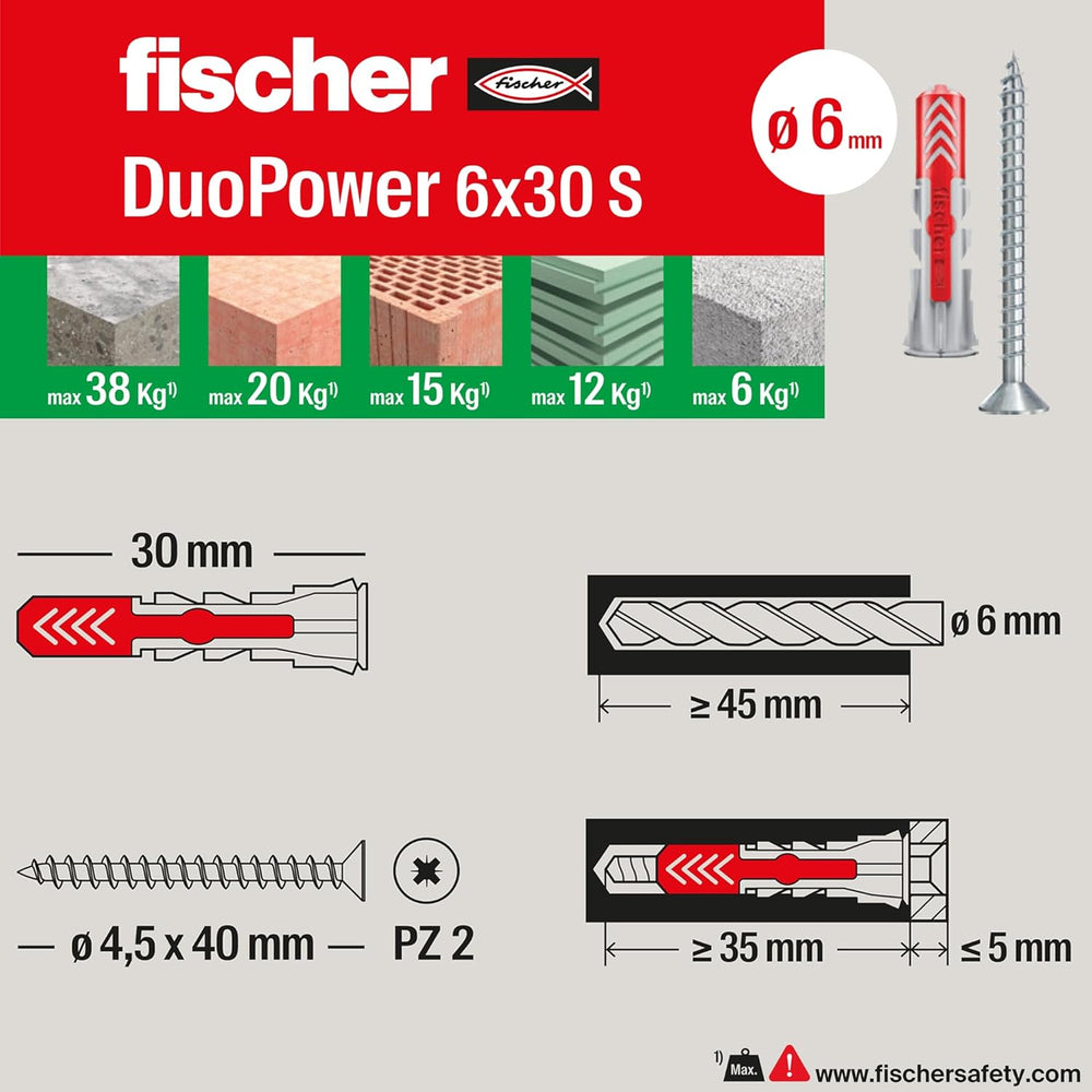 Fischer 544546 Duopower Universal Dowels Kit with Screw, Transparent