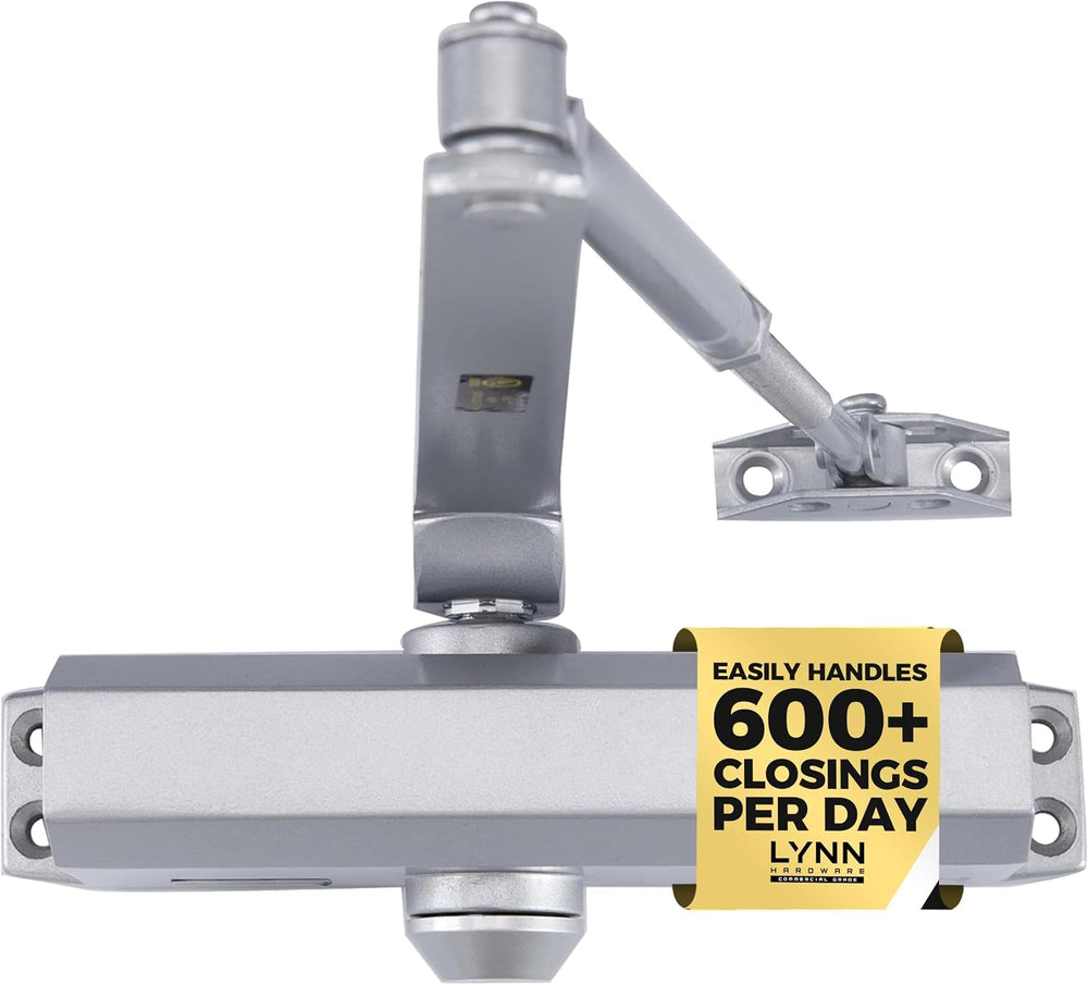 LYNN HARDWARE Medium Duty Automatic Door Closer - Durable Cast Aluminum