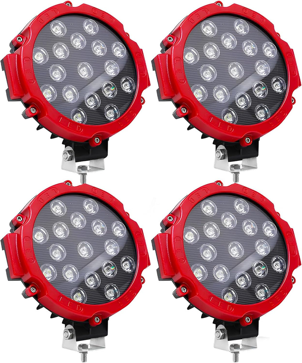7 Inch Round LED Off Road Lights 51W 5000LM IP67 Waterproof 4-Pack
