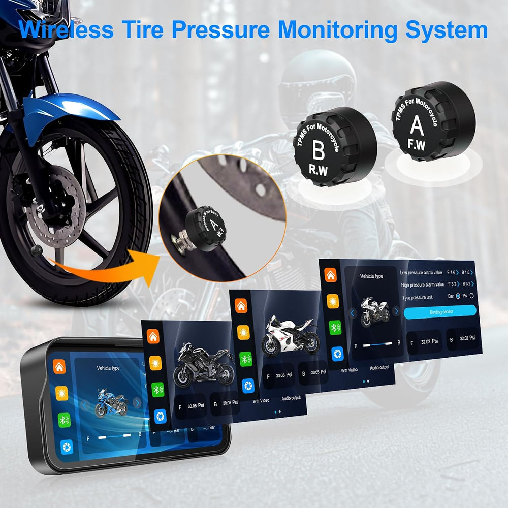 6.25" Motorcycle Carplay with HD Waterproof Touchscreen, Android Auto, T...