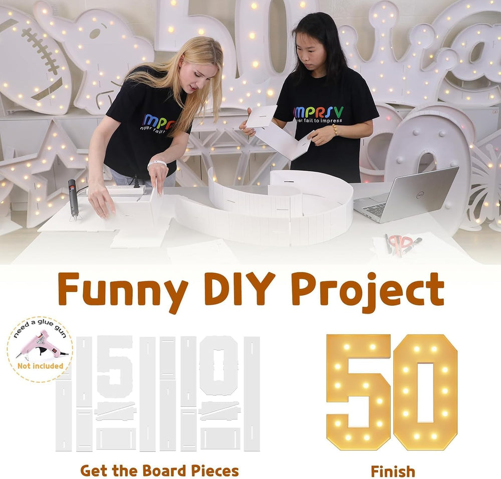 imprsv 50 Marquee Numbers, 4FT Light Up Numbers for 50th Birthday Decor