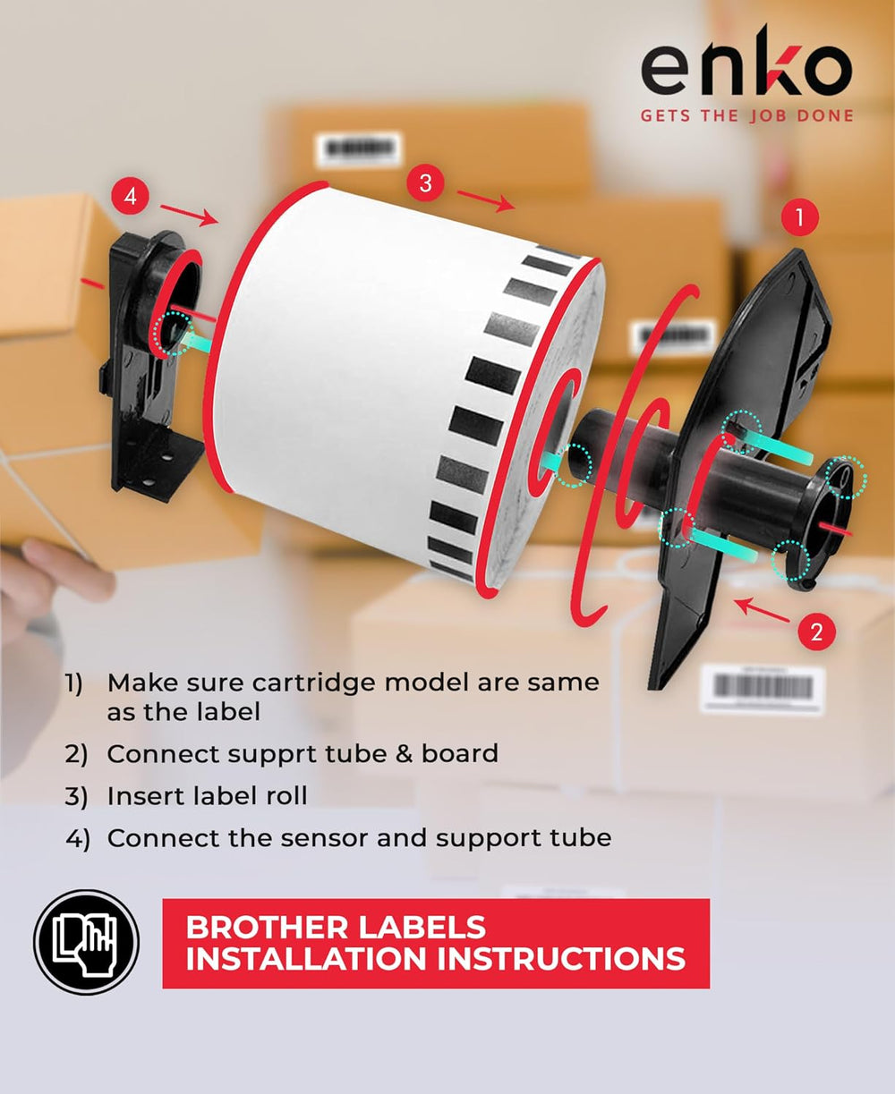 enKo DK-2205 12 Rolls Continuous Direct Thermal Labels | 2.4 in x 100 ft