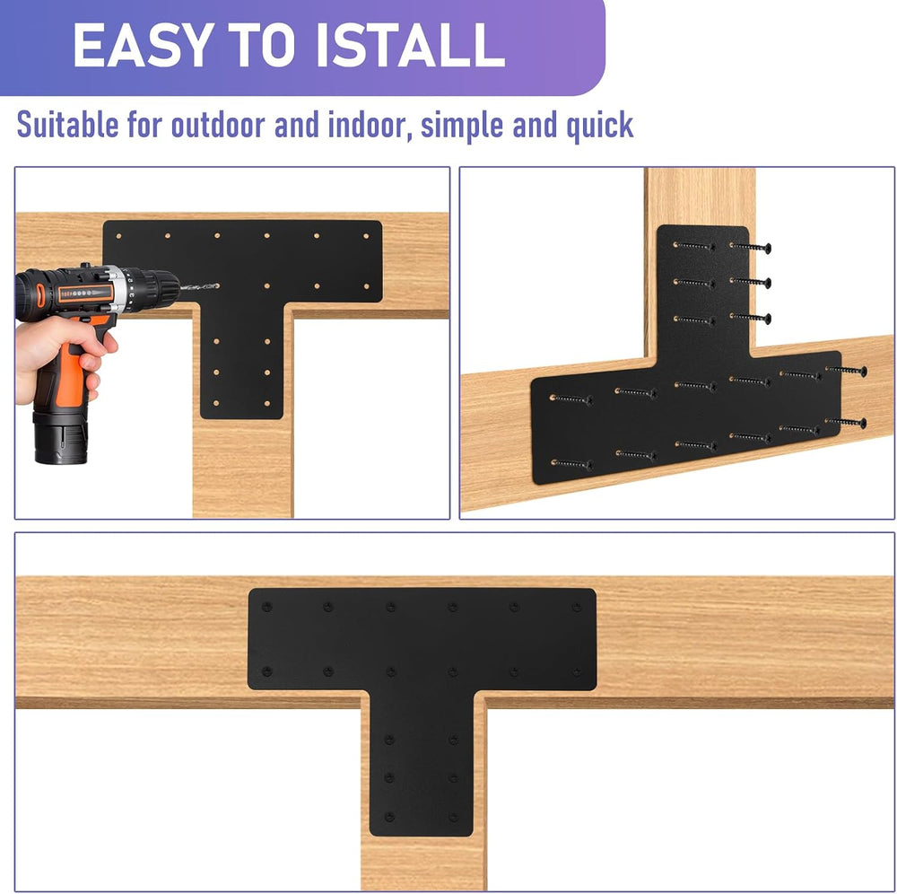 T Post Bracket 4PCS,16.8"x12" T Flat Mending Plate for Repair Framing