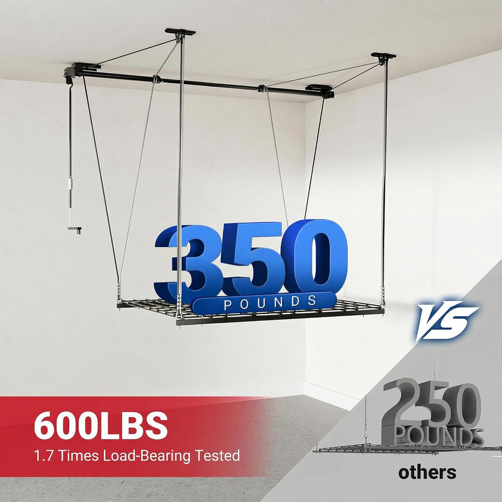 FLEXIMOUNTS Overhead Garage Storage Rack, 4x4 Ft Heavy-Duty Garage Ceiling St...