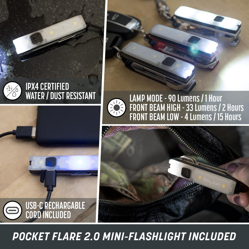 Keyport Essential Plus Kit: Pivot 2.0 Modular Key Organizer with Flashlight
