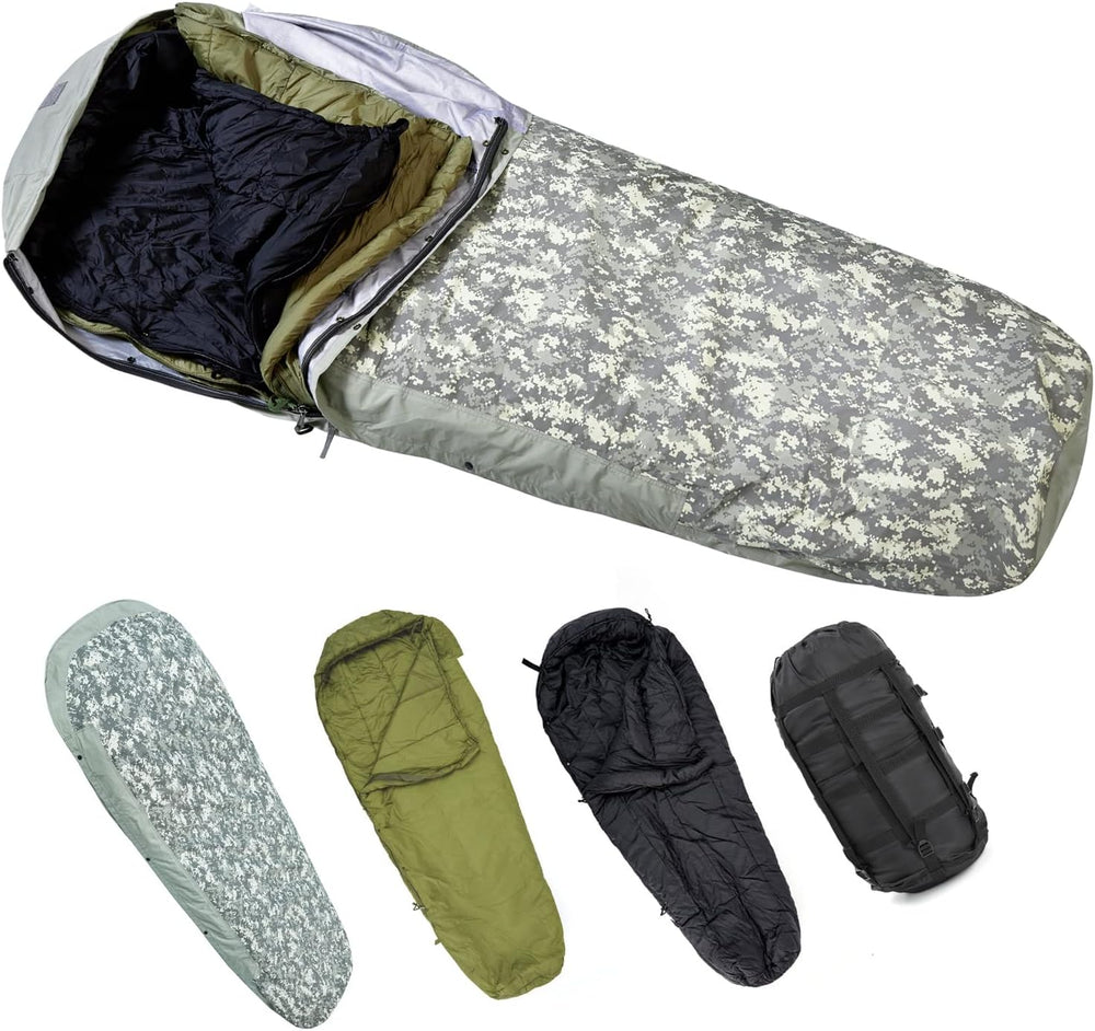 MT Army Military Modular Sleeping Bags System, Multi Layered with Bivy Cover ...