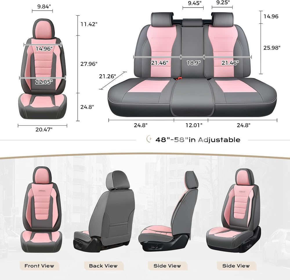 Coverado Car Seat Covers Full Set, Nappa Leather Seat Covers for Cars, Car Se...
