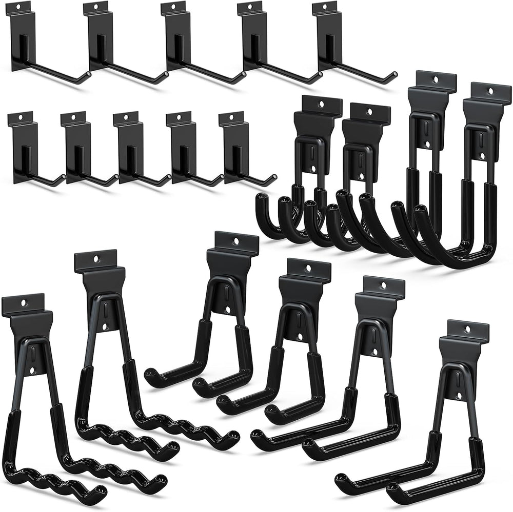 3-H Slatwall Accessories 20 Pack, Single and Double Slatwall Hooks & Hangers