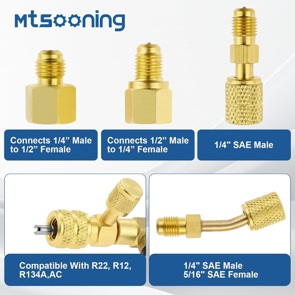 R12 R22 R410A Valve Core Remover Installer Kit,3PCS 45°Ball Valve Adapter