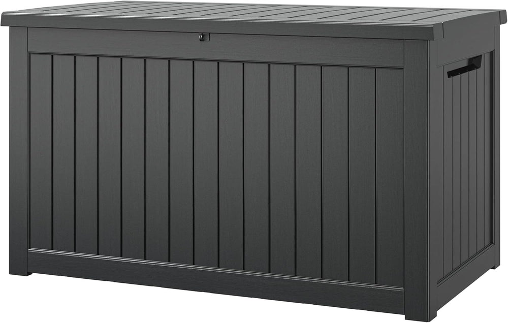 300 Gal Deck Box,Outdoor Storage Box Waterproof Lockable,Gas Lift,Black
