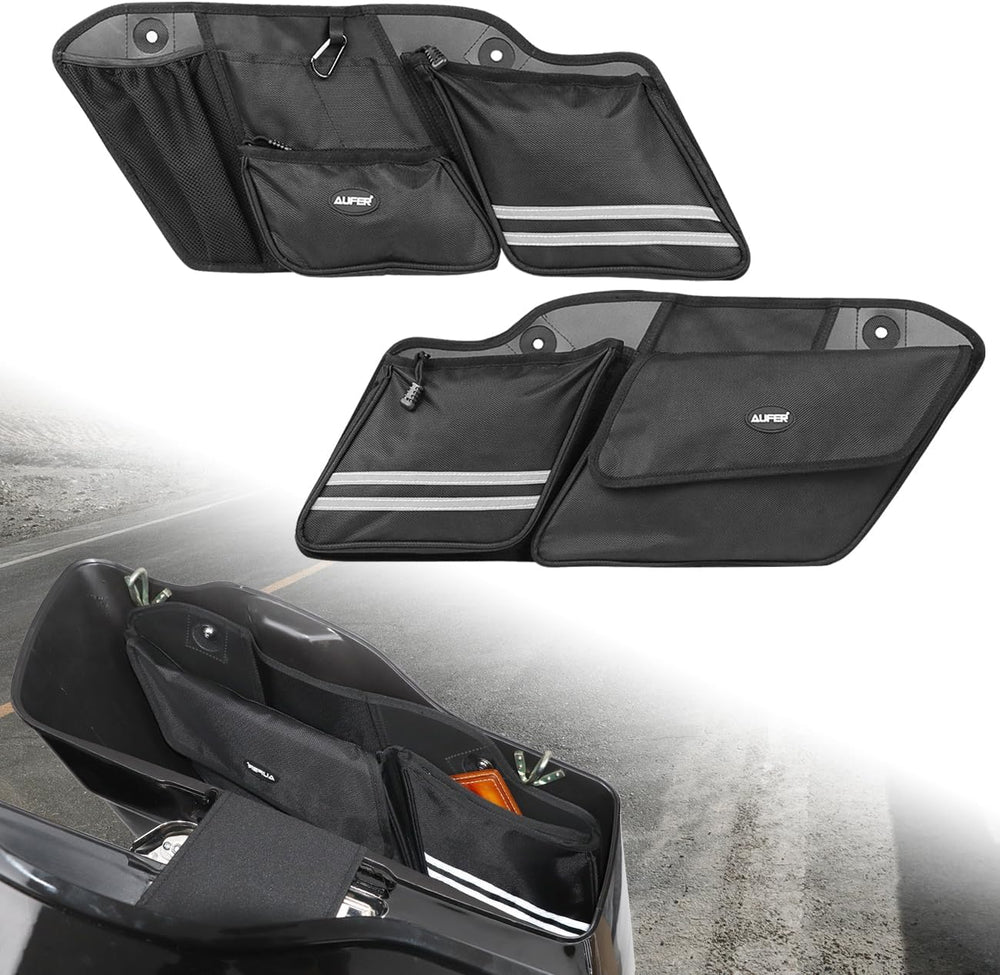 AUFER Left & Right Side Motorcycle Saddlebag Organizers Storage Bags Sadd...