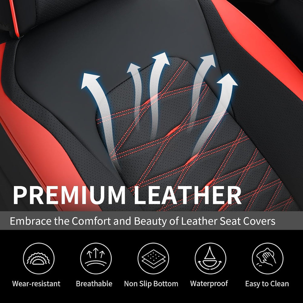 Leather Seat Covers, Car Seat Covers Full Set, Car Seat Protector Waterproof,...
