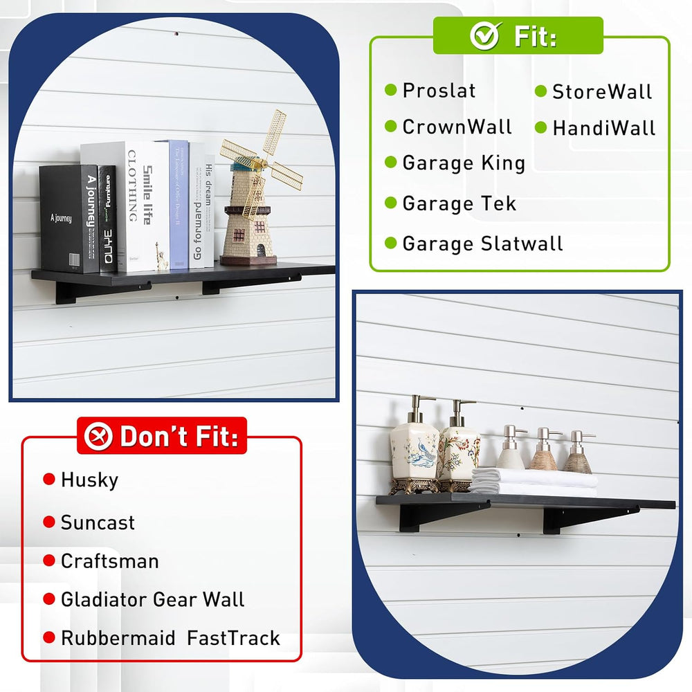 20 Pack Metal Slatwall Shelf Brackets with Lip Heavy Duty, Slatwall Accessory...