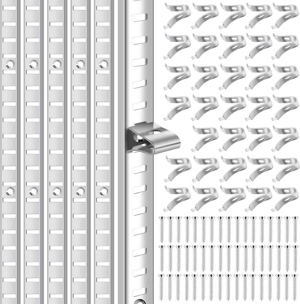 6 Pcs 36 Inch Metal Shelf Pilaster and 36 Pcs Shelf Clips