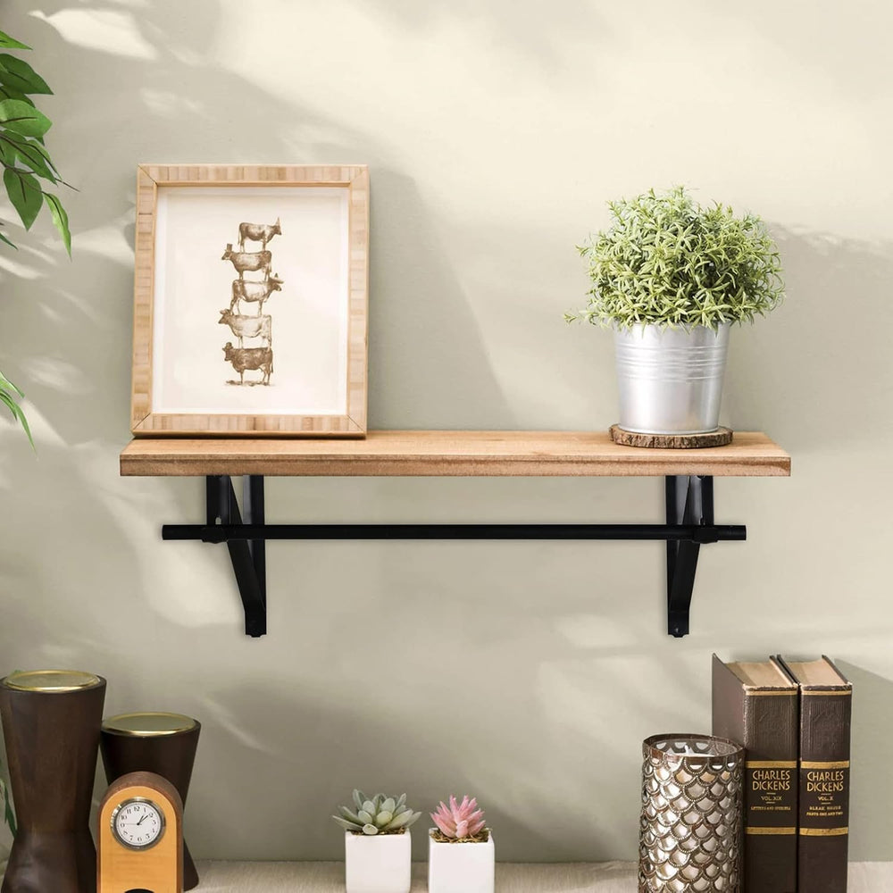 Closet Rod Brackets 11x9.5in, Closet Shelf Brackets 10 Pack, Black