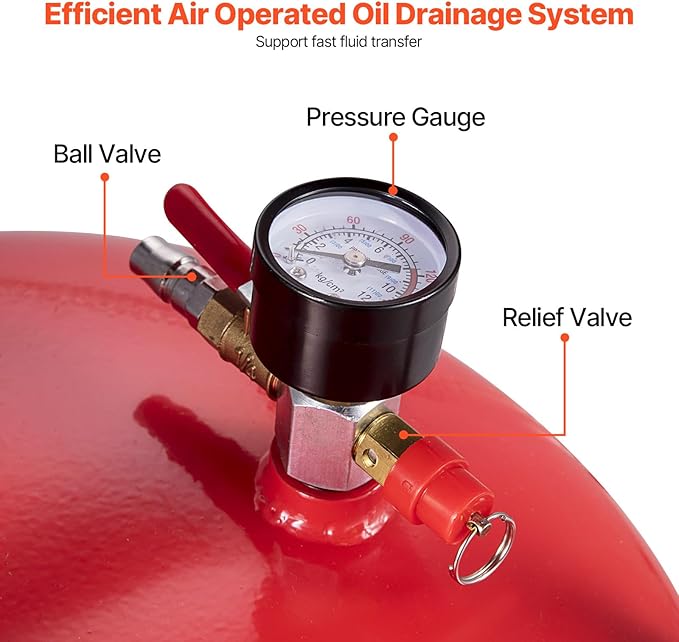 VEVOR 20-Gallon Waste Oil Drain Tank, Air Operated Portable Oil Drainer