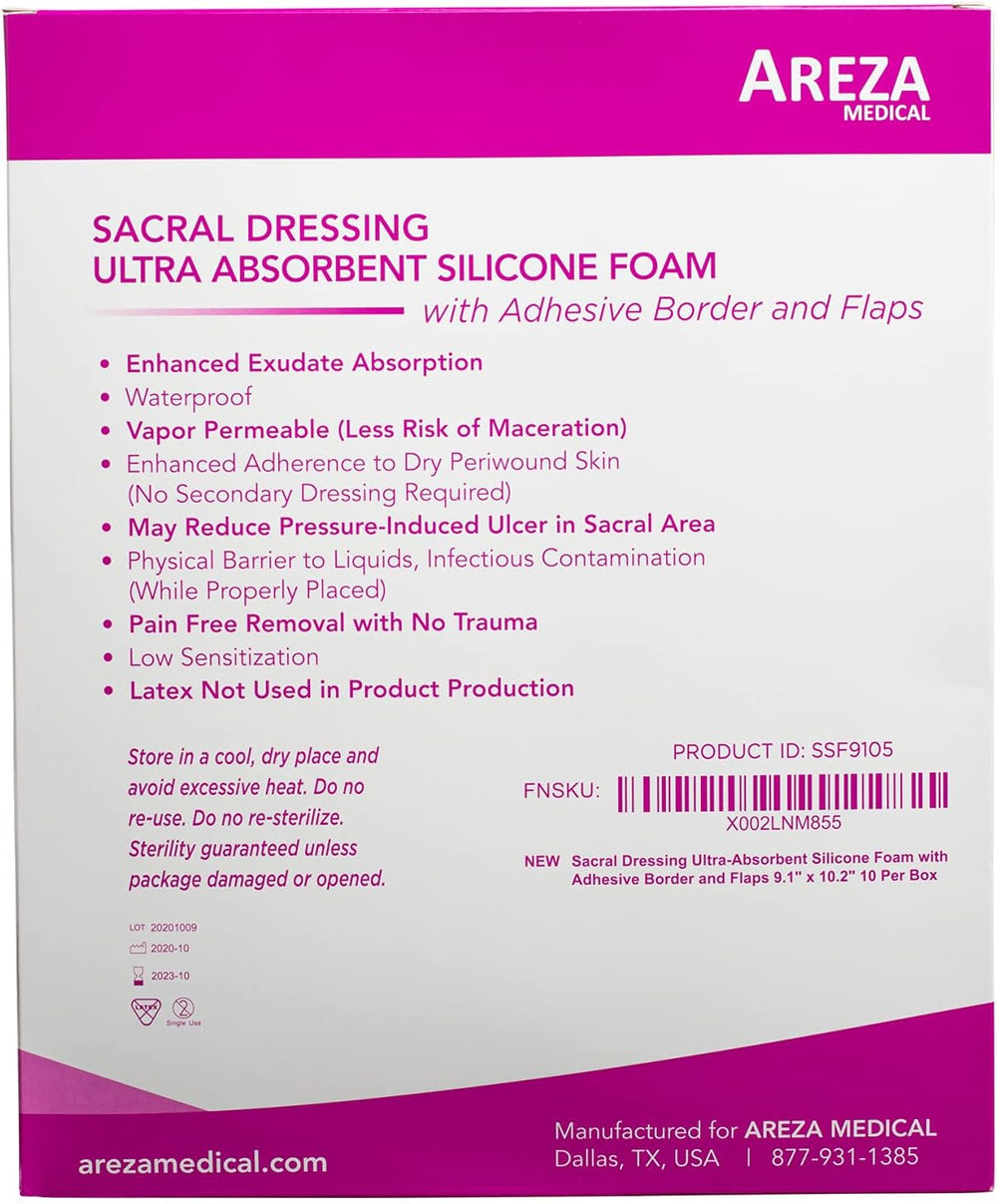 Areza Medical - Silicone Foam with Super-Absorbent Layer - Wound Dressing - W...