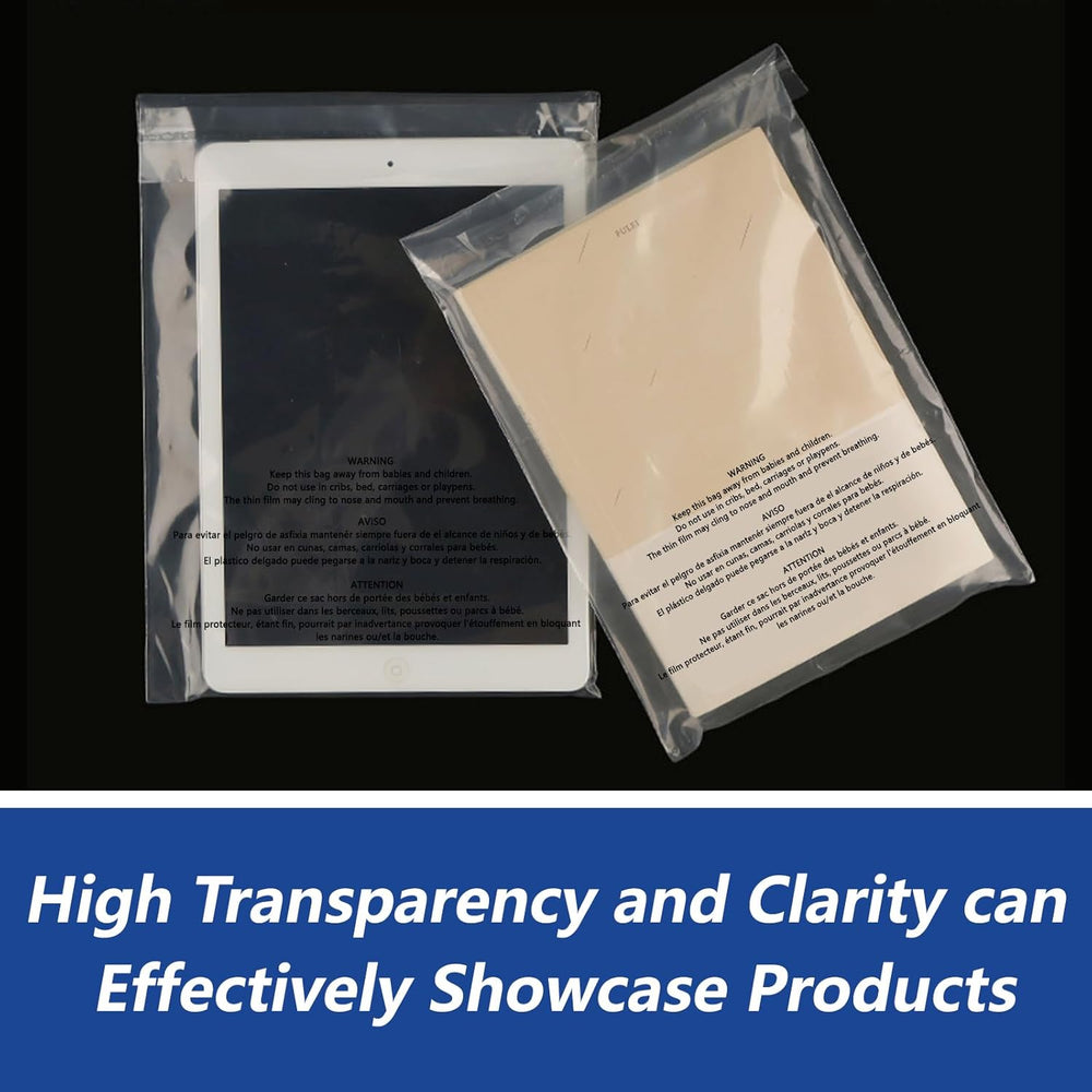 9" x 12" (1000 Count) Clear Poly Bags with Suffocation Warning