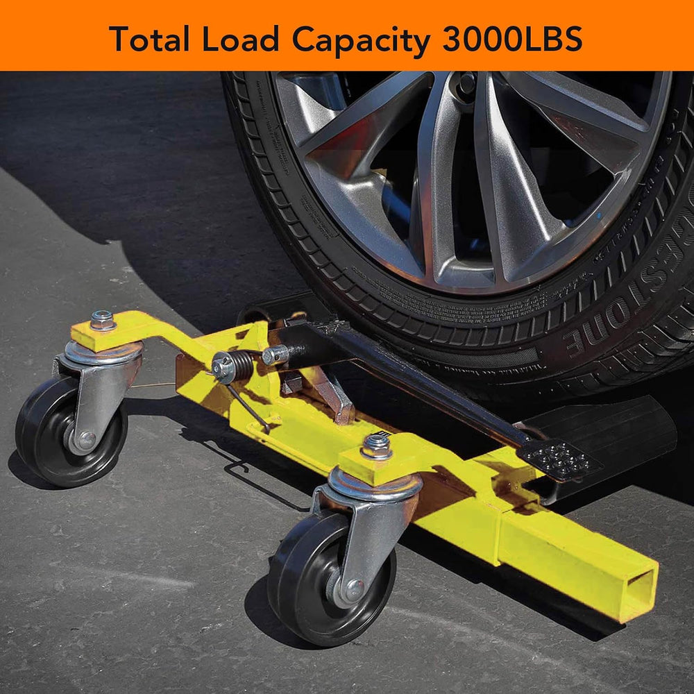4PC Wheel Dolly, 1500LBS Capacity Car Dolly with Hydraulic Tire Jack for Vehi...