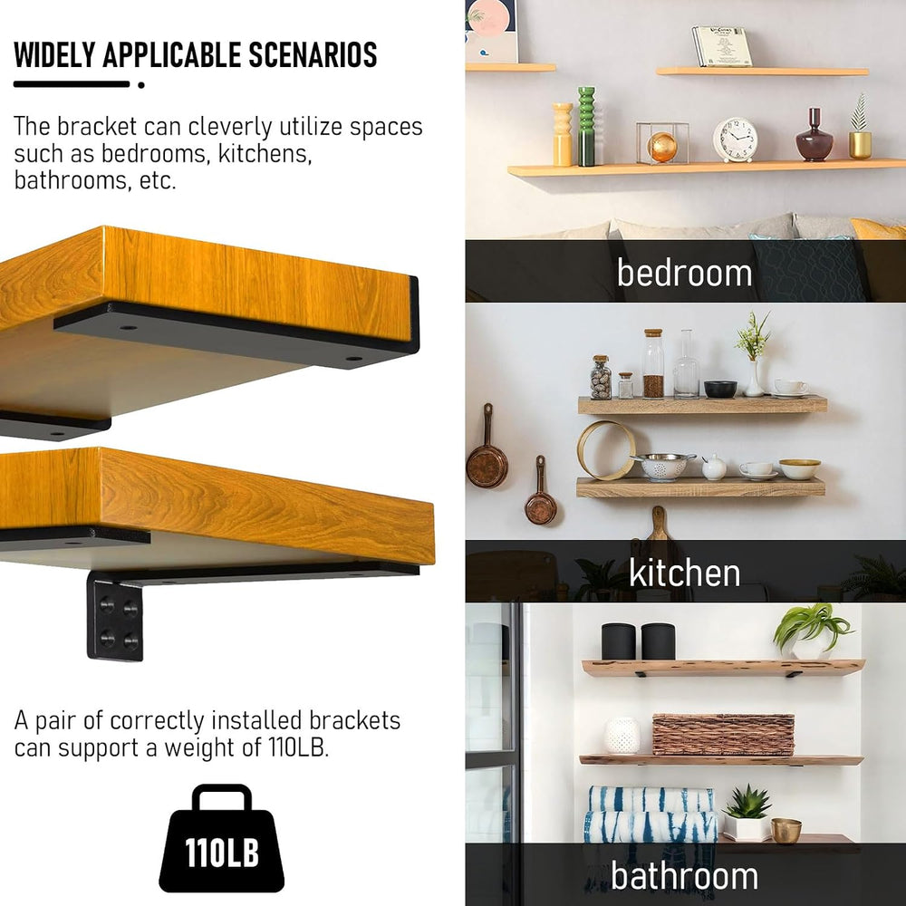 Floating Shelf Brackets Heavy Duty 10 Inch Long Hidden L Shelf Bracket Wall S...