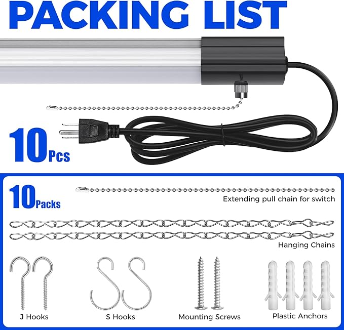 Barrina BS84 LED Shop Lights for Workshop 4FT, 6500K Utility Shop Lights (10 ...