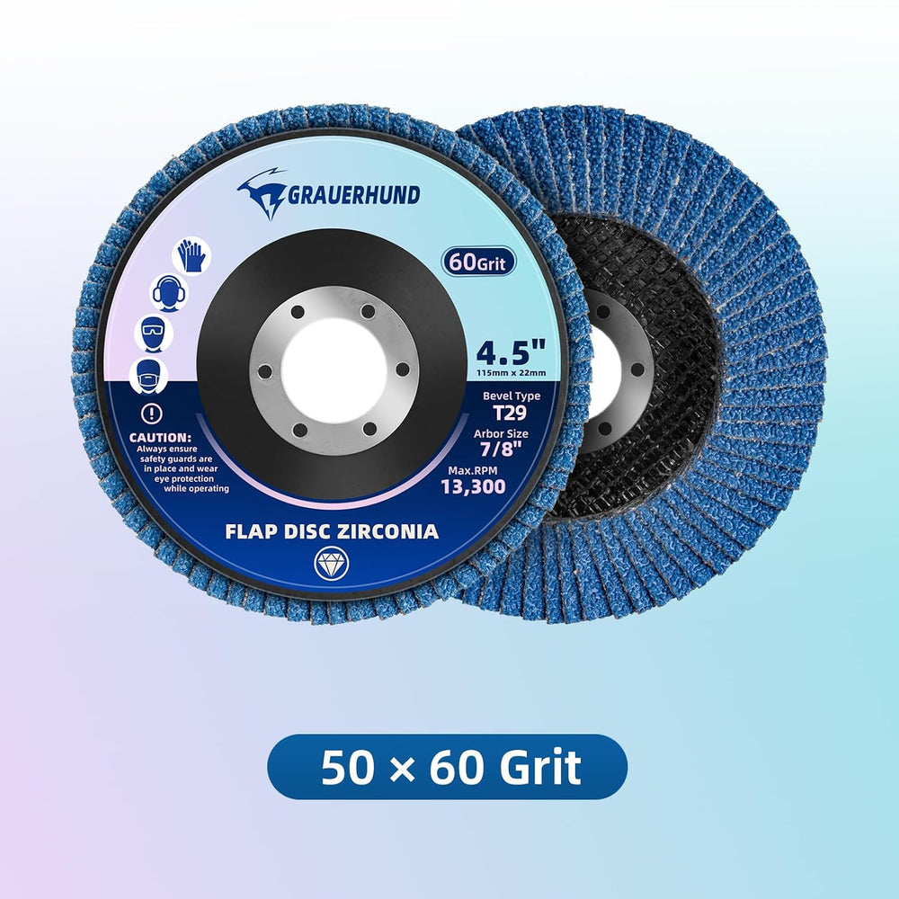 50 Pack Flap Discs 60 Grit 4 1/2" x 7/8" for Angle Grinder, T29 Fla...