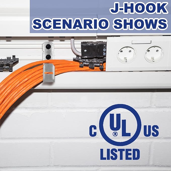 Gisafai 500 Pcs Cable Support J-Hook, 3/4 Inch Metal Garage Hooks