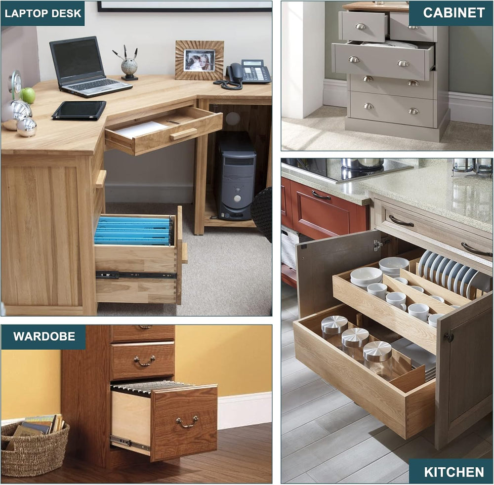 Uenhoy 6 Pair Drawer Slides 16" Two Way Slide Track Rail