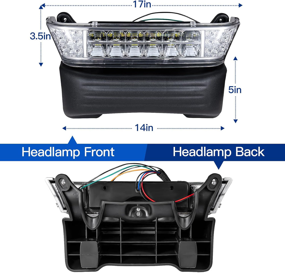 Golf Cart LED Headlight with Bumper for Club Car Precedent 2004-UP
