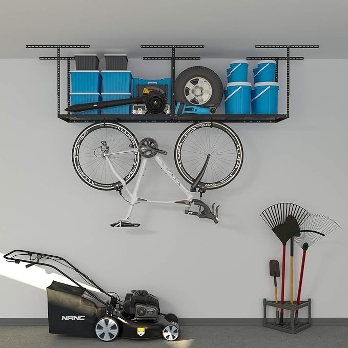 2ftx8ft Overhead Garage Storage Rack, Heavy-Duty Metal Garage Ceiling Storage