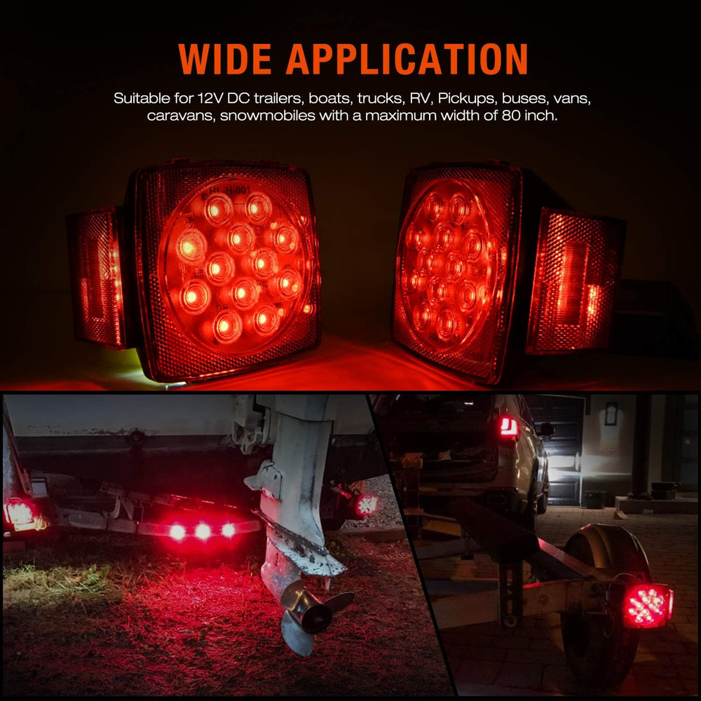 Nilight Square Submersible LED Trailer Light Kit,IP68 Waterproof 2PCS
