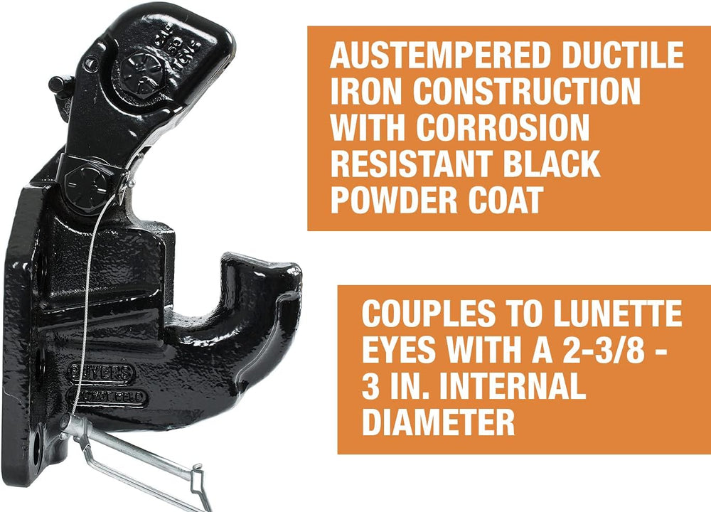 Buyers Products PH50 50 Ton Pintle Hook 6 Hole Mount Heavy Duty Hitch