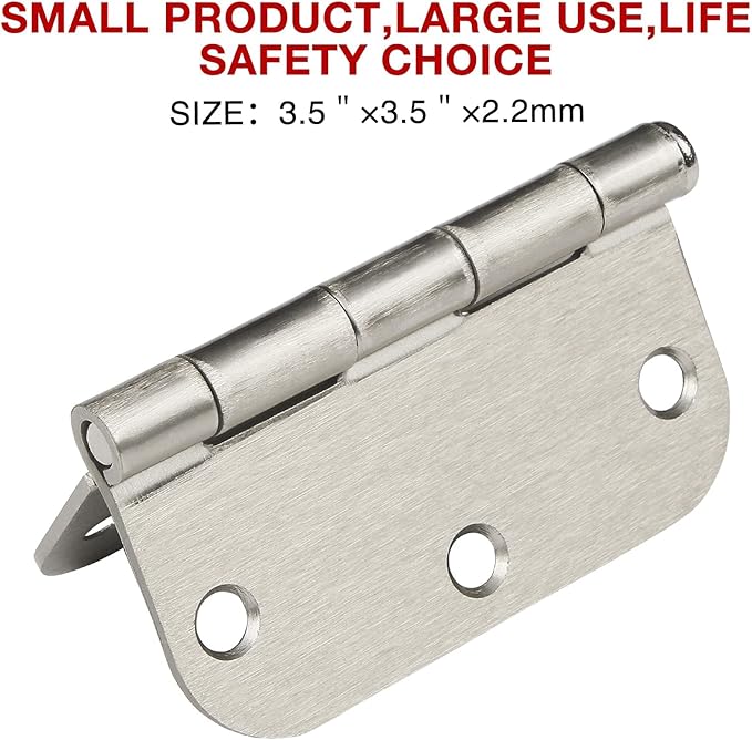 30 Pack Rounded Brushed Nickel Door Hinges 3.5 Inch 5/8" Radius 3 1/2&qu...