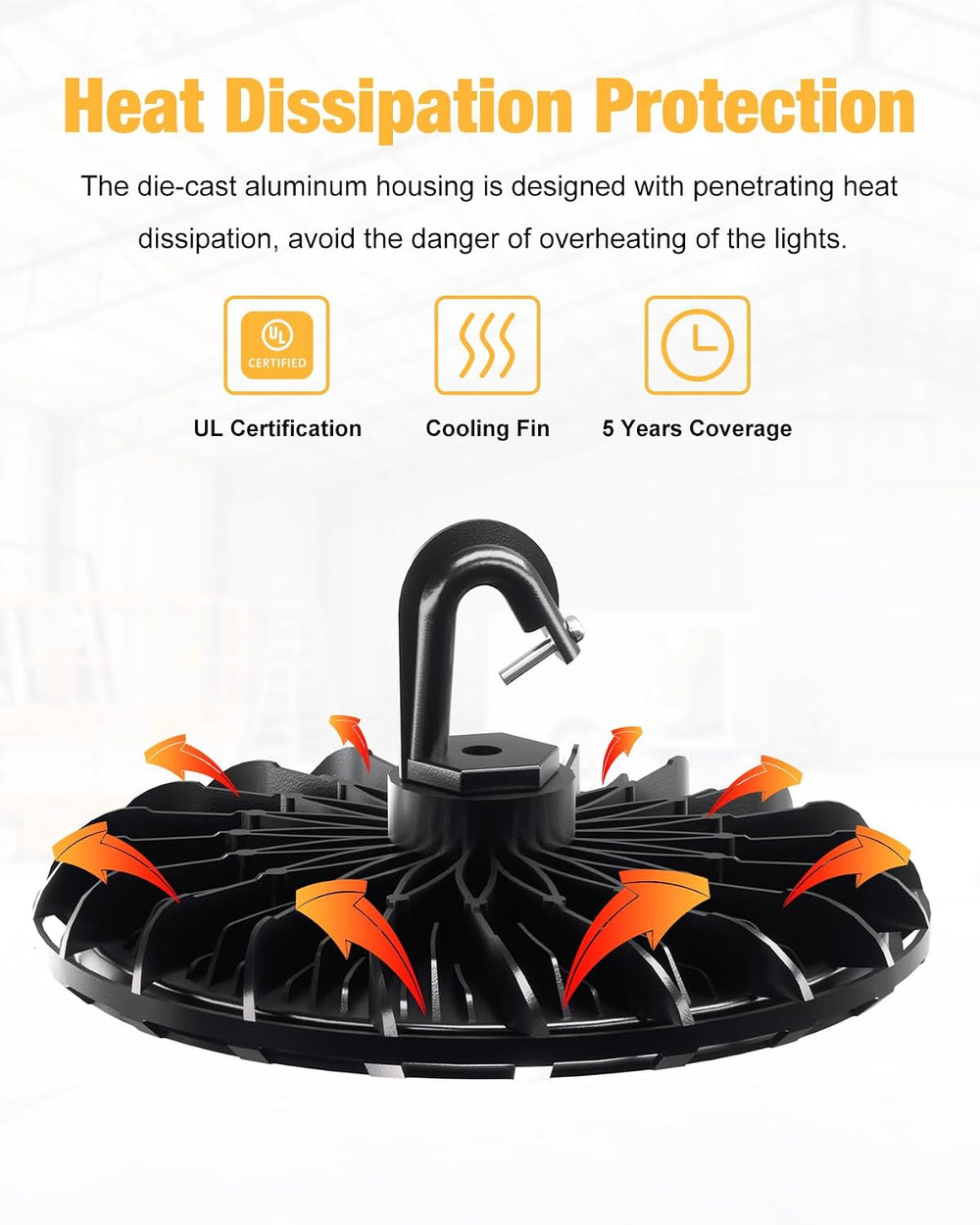 UFO LED High Bay Light 100W 11000LM 5000K High Bay LED Shop Lights