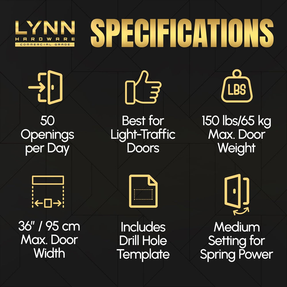 LYNN HARDWARE Light Duty Automatic Door Closer (Brass/Gold) - Highly Durable ...