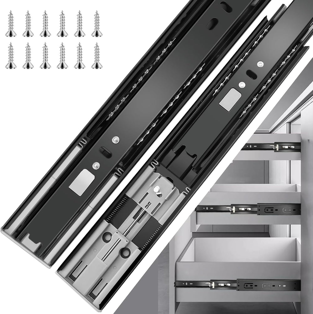 18 inch Drawer Slides 6 Pairs (12pcs) Soft Close 3 fold Full Extension Side M...