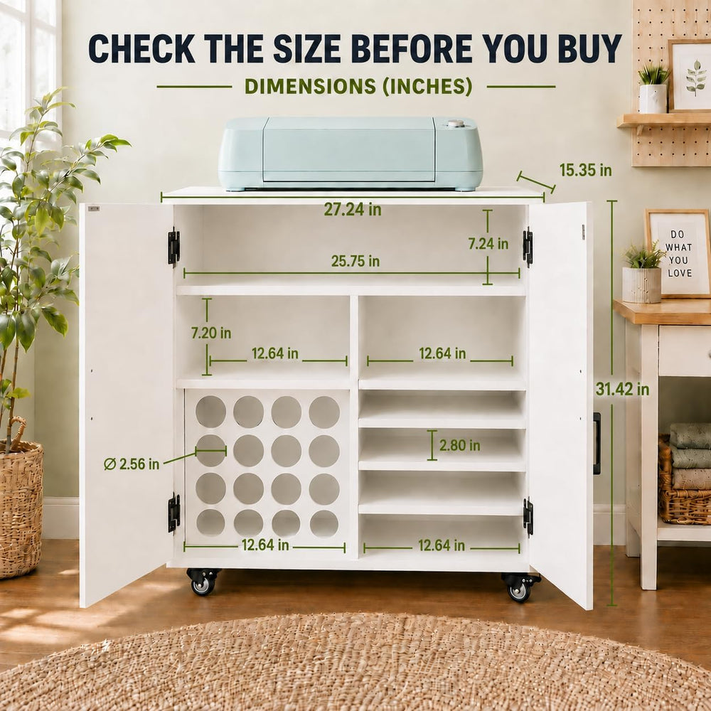 Cutaswish Craft Storage Cabinet for Cutting Machines, Barn Doors and Wheels