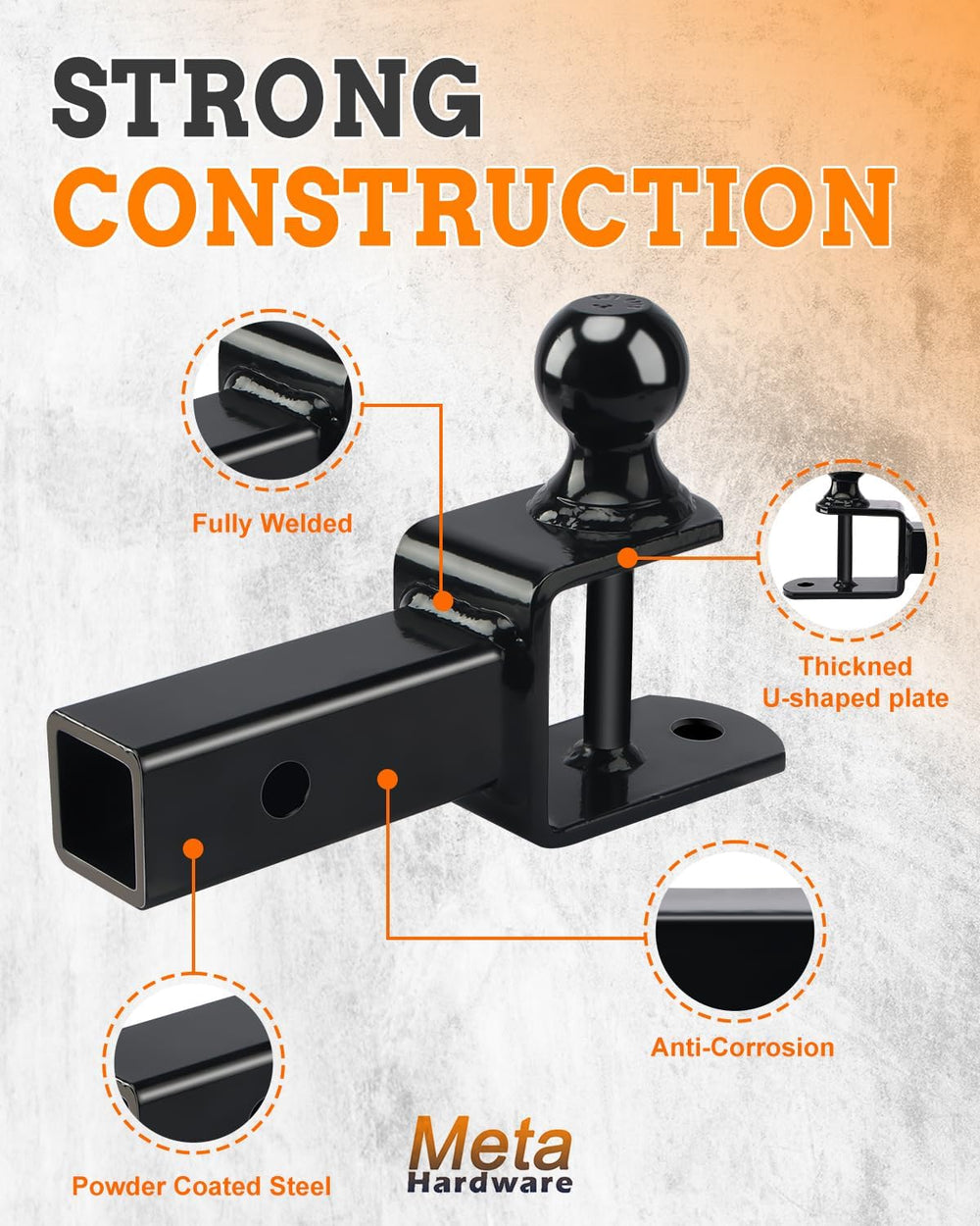 3-in-1 ATV Hitch Ball Mount Fits 2" Receiver 3500lbs GTW