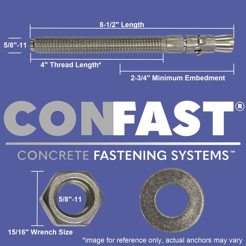 CONFAST 1" x 9" Galvanized Wedge Anchor (Box of 5)
