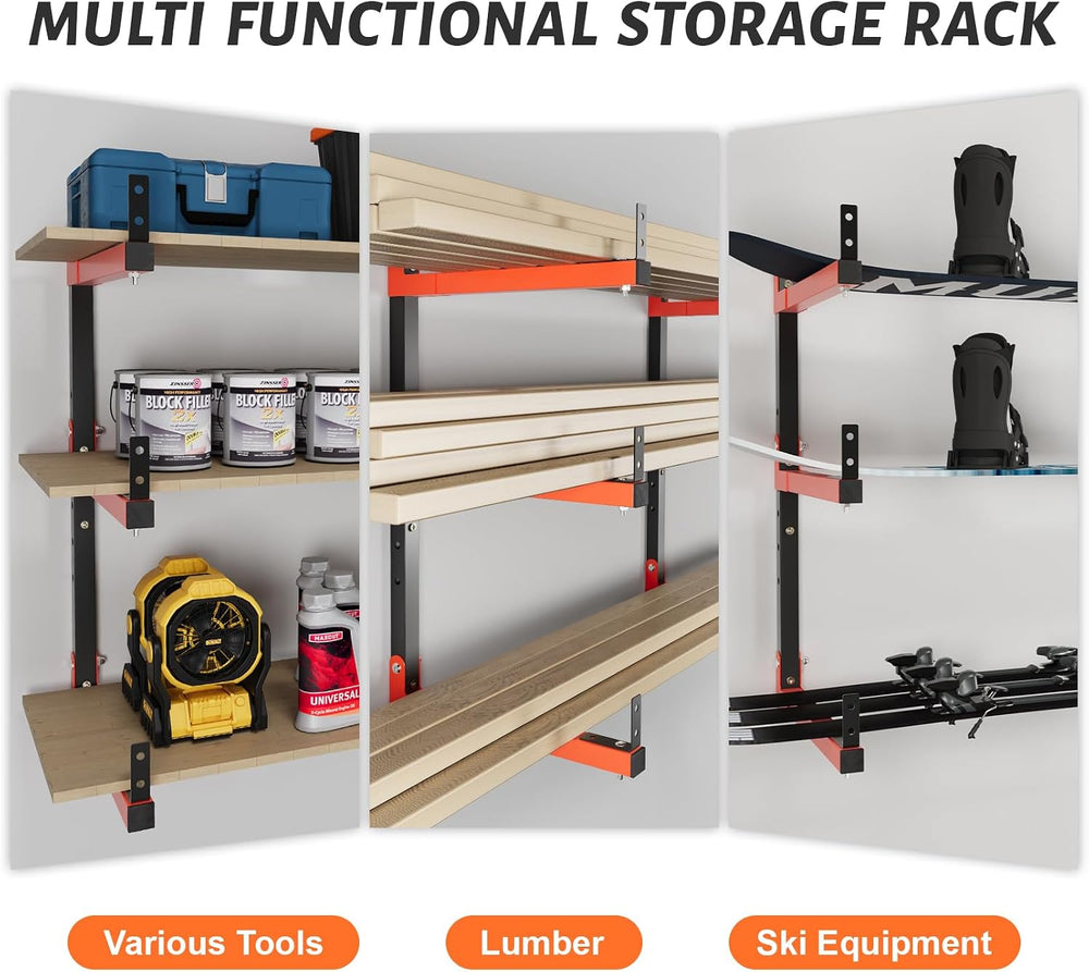 27" Lengthened Lumber Storage Rack, 6-Hole Adjustable Wall Mount Wood Or...