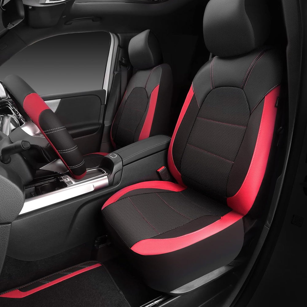 CAR PASS Air Mesh Leather Car Seat Covers for Front Seats, Waterproof Car Flo...