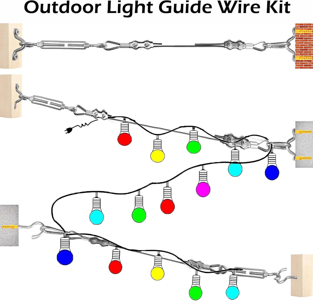 165FT String Light Hanging Kit,304 Stainless Steel Cable