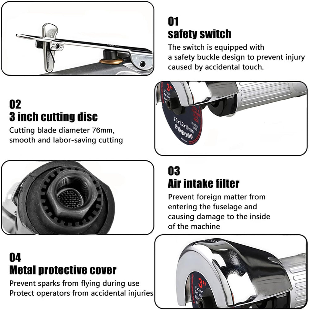 3 Inch Air Cut Off Tool with 10Pcs Cut Off Wheels