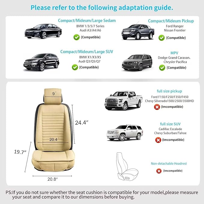 2pc Car Seat Covers, Luxury Car Protectors, Universal Anti-Slip Driver Seat