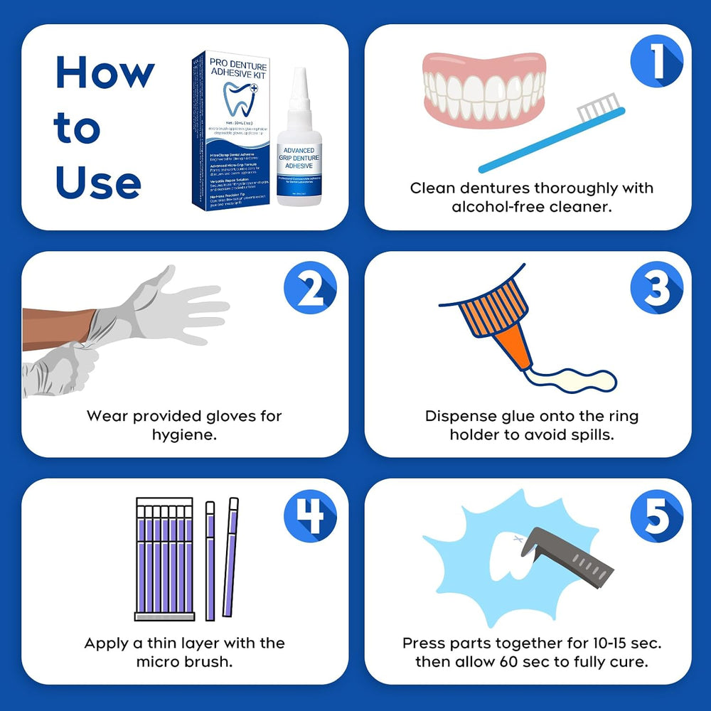 Dental Lab Bonding Glue for Dentures & Lab Tools, 1oz, Blue