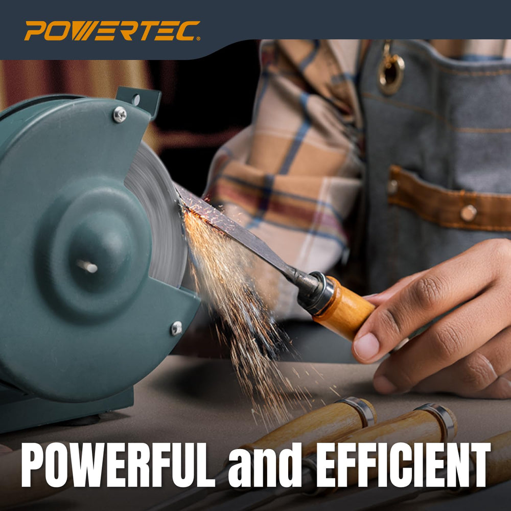 POWERTEC Bench Grinder Wheel + Diamond Wheel Dresser 6 Inch 80 & 150 Grit...
